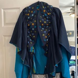 O/S, beautiful, reversible, made in France, open jacket/cape. Rich colours!